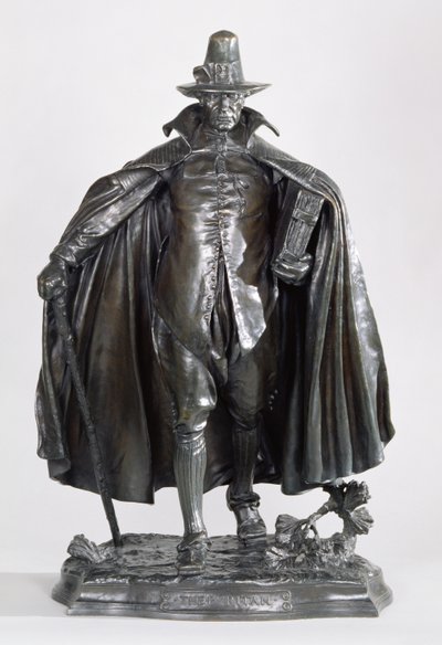The Puritan, 1899 (tmavě hnědočerný patinovaný bronz) od Augustus Saint Gaudens