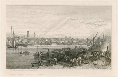 Stavba New London Bridge, 1826 od Augustus Wall Callcott