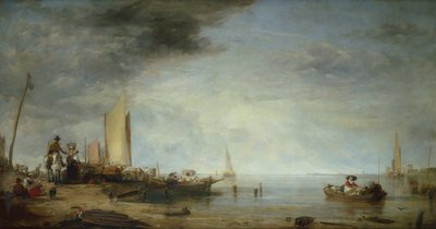 Dutch Market Boats, Rotterdam (olej na plátně) od Augustus Wall Callcott