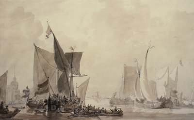Sea Piece s holandskou dopravou (nákres) od Augustus Wall Callcott
