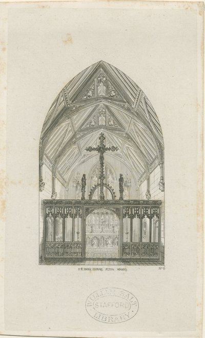 Alton - Interiér klášterní školy sv. Jana : rytina, nd [?1842] (tisk) od Augustus Welby Northmore Pugin