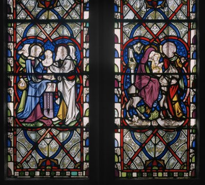 Okno Lady Chapel s výjevy ze života Panny Marie, detail, 1851 (vitráže) od Augustus Welby Northmore Pugin