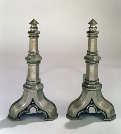 Pár Andironů v gotickém stylu, kolem roku 1836 (litá ocel) od Augustus Welby Northmore Pugin