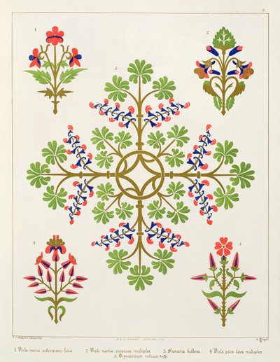 Design tapety s motivem růže, tisk M. und N. Hanhart od Augustus Welby Northmore Pugin