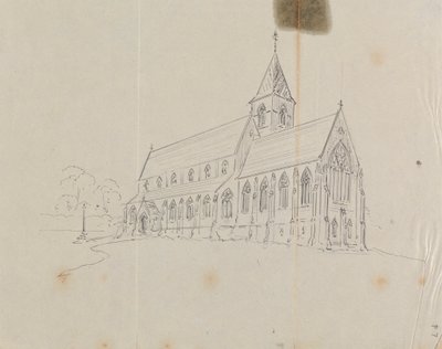 Náčrt gotického kostela od Augustus Welby Northmore Pugin