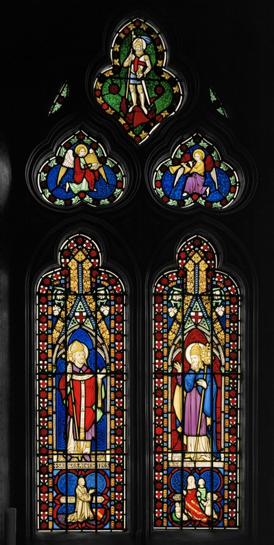 Svatý Augustin a svatý Řehoř, východní okno kaple, asi 1844 (vitráž) od Augustus Welby Northmore Pugin