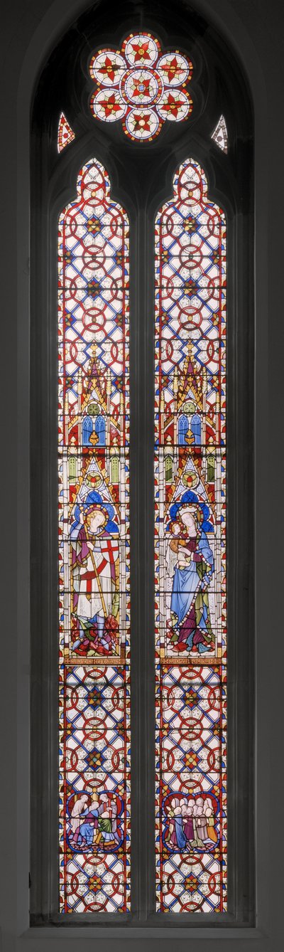 Svatý Jiří, Panna Marie a dítě, 1850 (vitráž) od Augustus Welby Northmore Pugin