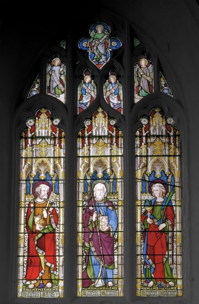 Svatý Petr, sv. Jakub Veliký a sv. Jan Evangelista, 1851 (vitráže) od Augustus Welby Northmore Pugin