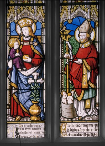 Panna a dítě s Mikulášem, detail, 1841 (vitráže) od Augustus Welby Northmore Pugin