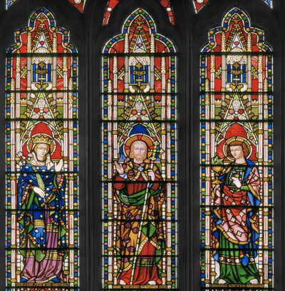 Panna a Kristus se svatými, východní okno, detail, 1847-48 (vitráže) od Augustus Welby Northmore Pugin