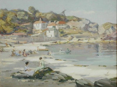 Cornish Beach (olej na panelu) od Augustus William Enness