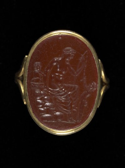 Prstencový kámen zobrazující Afroditu, cca 100–70 př. n. l. (karneol) od Aulos Aulos