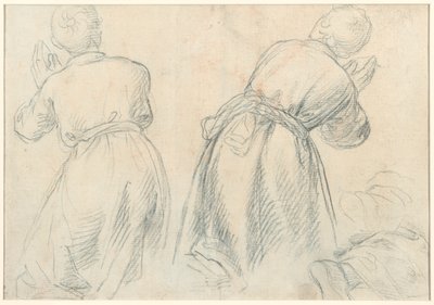 Sedící žena se studiem paží a nohou (recto); Studie klečící mládeže (verze) od Aurelio Lomi