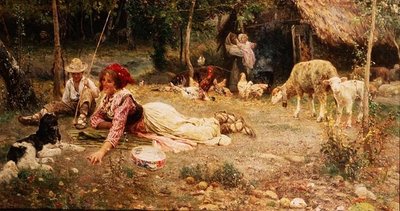 Italská farmářská scéna od Aurelio Tiratelli