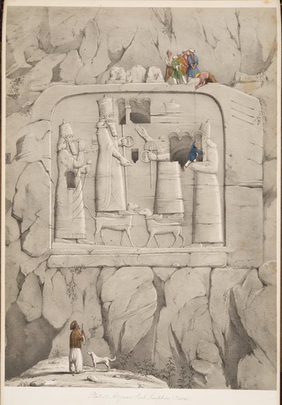 Asyrská skalní socha (bavinská), z Monuments of Ninive, hospoda. 1849 (rytina) od Austen Henry Layard