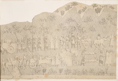 Zajatci a kořist z města Lachich, ilustrace z Monuments of Ninive, 1858 od Austen Henry Layard
