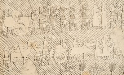 Detail z Captives and Spoil from City of Lachich, ilustrace z Monuments of Ninive, 1858 od Austen Henry Layard