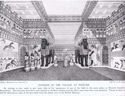 Interiér paláce Ninive, ilustrace z 