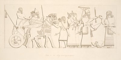 Král přijímá zajatce, z Monuments of Niniveh, hospoda. 1849 od Austen Henry Layard
