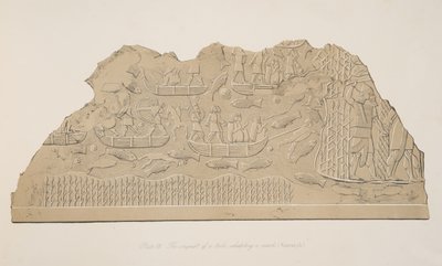 Dobytí kmene obývajícího močál (Kouyunjik), z Monuments of Ninive, hospoda. 1849 od Austen Henry Layard
