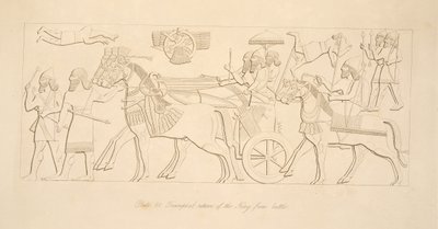 Triumfální návrat krále z bitvy, z Monuments of Niniveh, hospoda. 1849 od Austen Henry Layard