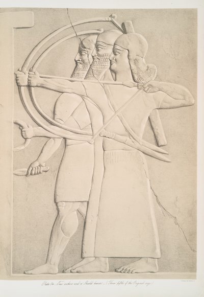 Dva lučištníci a štítonoš, 1849 od Austen Henry Layard