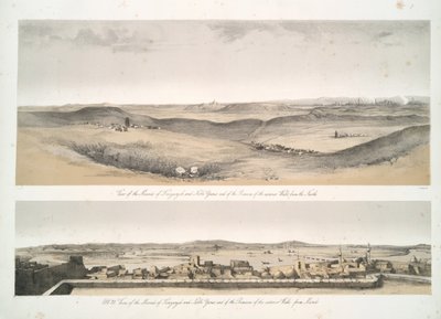 Pohled na mohyly Kouyunjik [Quyunjik] a Nebbi Yunus a na zbytky vnějších zdí z Mosulu od Austen Henry Layard