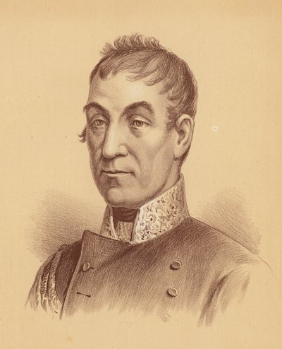 Generálmajor Lachlan Macquarie, pátý guvernér Nového Jižního Walesu (barevná litografie) od Australian School