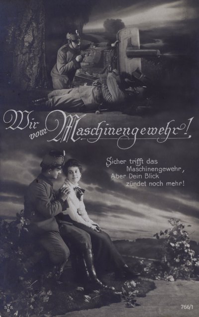 Rakouský kulometčík na bojišti a se svou milou (č/b foto) od Austrian Photographer