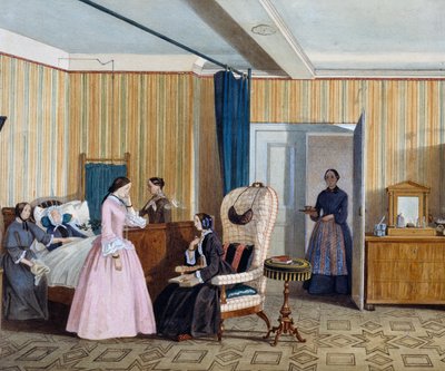 Ložnice ve stylu biedermeier, akvarel, Rakousko od Austrian School