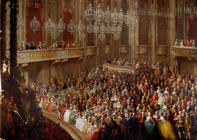 Koncert ve Vídni za přítomnosti císařské rodiny. Malířství rakouské školy 18. století. Zámek Schonbrunn od Austrian School