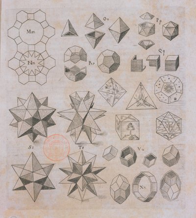 Geometrické tvary, z Harmonices Mundi od Johannese Keplera (1571-1630), vydané v Linci, 1619 od Austrian School