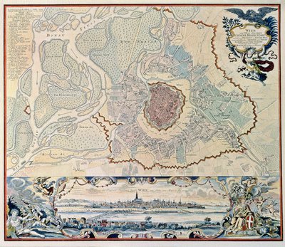 Plán města Vídně, po rytině z roku 1720 (rytina) od Austrian School