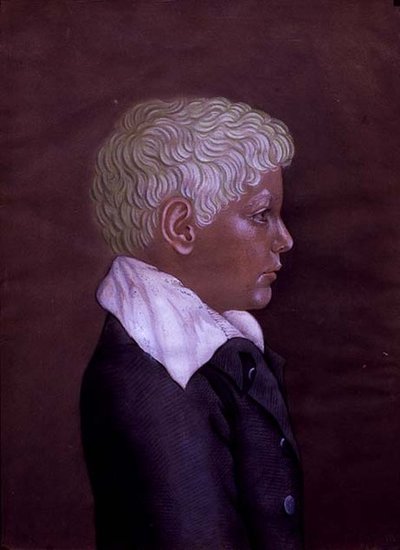 Portrét chlapce se lněnými vlasy, kolem roku 1830 (akvarel na papíře) od Austrian School