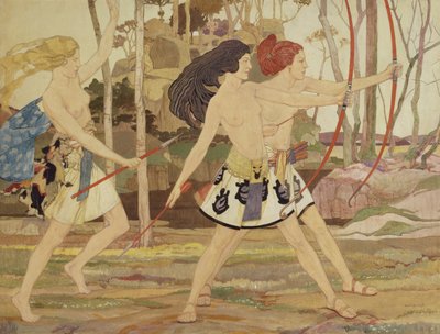 Amazonky (akvarel a tempera na papíře) od Averil Mary Burleigh