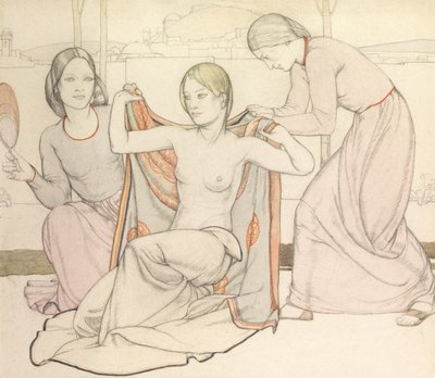 The Bathers (akvarel a tužka) od Averil Mary Burleigh
