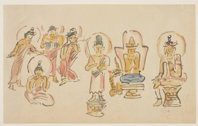 (karikatury chrámu Asakusa Kannon A), c. 1900 od Awashima Kangestu