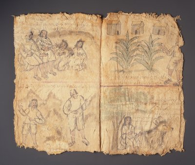 Techialoyan Codex, Coyotepec Coyonazco, Mexiko (pigment a inkoust na papíře) od Aztec