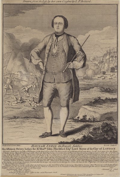 Hannah Snell, vojačka (rytina) od B. Cole