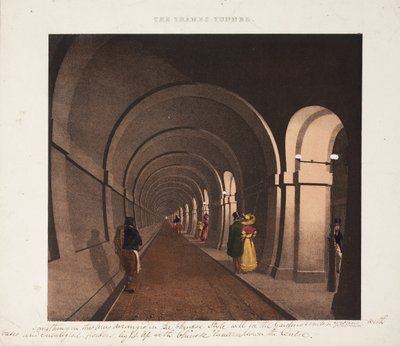 Temžský tunel, vyrytý J.D. Hardingem, kolem roku 1835 od B. after Dixie