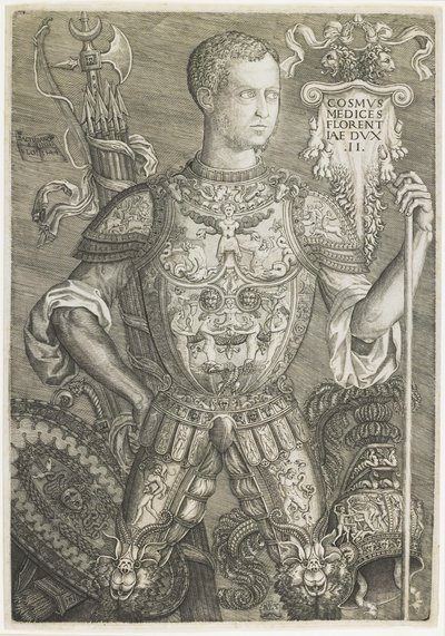 Cosmo I de Medici, vyrytý Niccolo della Casa (fl. C.1543-48) od Baccio (after) Bandinelli