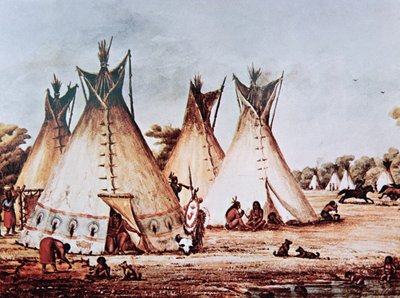 Vesnice kmene Kiowa (olej na plátně) od Baldwin Mollhausen