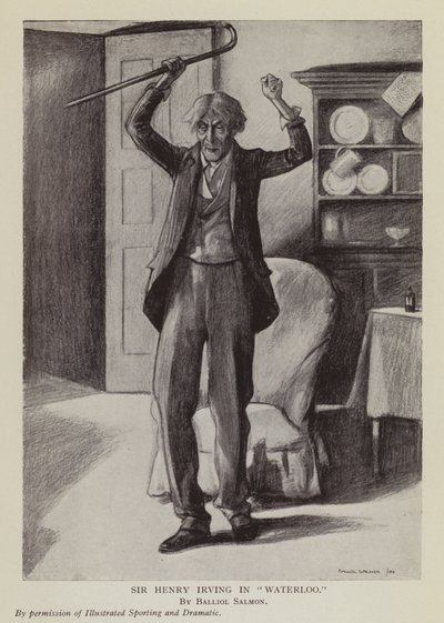 Anglický herec Henry Irving ve hře Arthura Conana Doyla Waterloo (litografie) od Balliol (after) Salmon