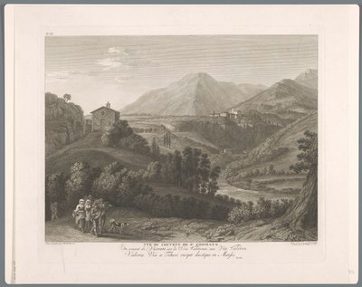 Gezicht op de San Cosimato Pohled na klášter sv. Cosimato (název na objektu) Suite of VI Pohledy na okolí Říma (...) (název série) od Balthasar Anton Dunker