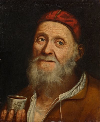 Starý muž s hrnkem kávy od Balthasar Denner