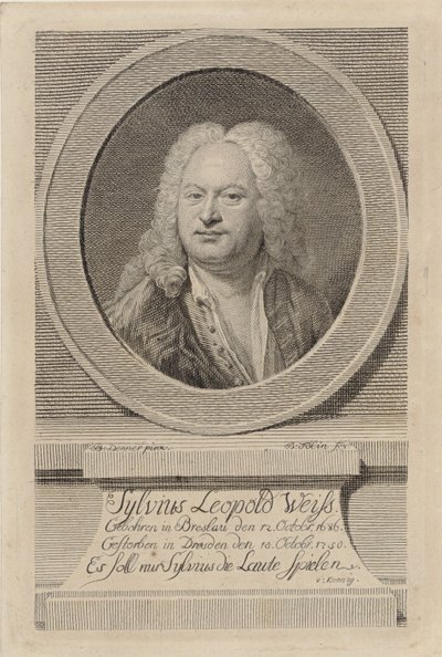 Portrét Sylvia Leopolda Weisse 1686-1750, 1750. od Balthasar Denner