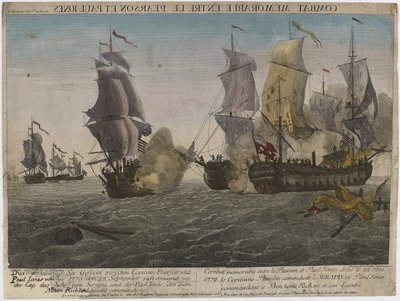 Combat Memorable entre le Pearson et Paul Jones..., kolem 1780 (rytina) od Balthasar Friedrich Leizelt