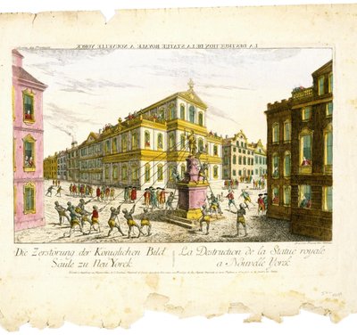 Zničení královské sochy v New Yorku od Balthasar Friedrich Leizelt
