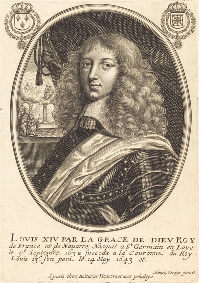 Ludvík XIV., král Francie od Balthasar Moncornet after Henry Stresor
