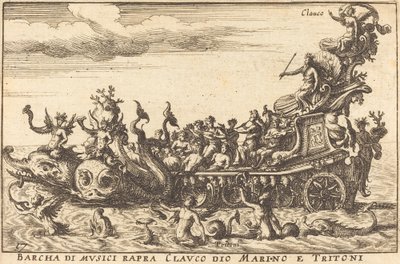 Loď rapra hudebníků Clauco bůh Marino a Tritoni od Balthasar Moncornet after Remigio Cantagallina